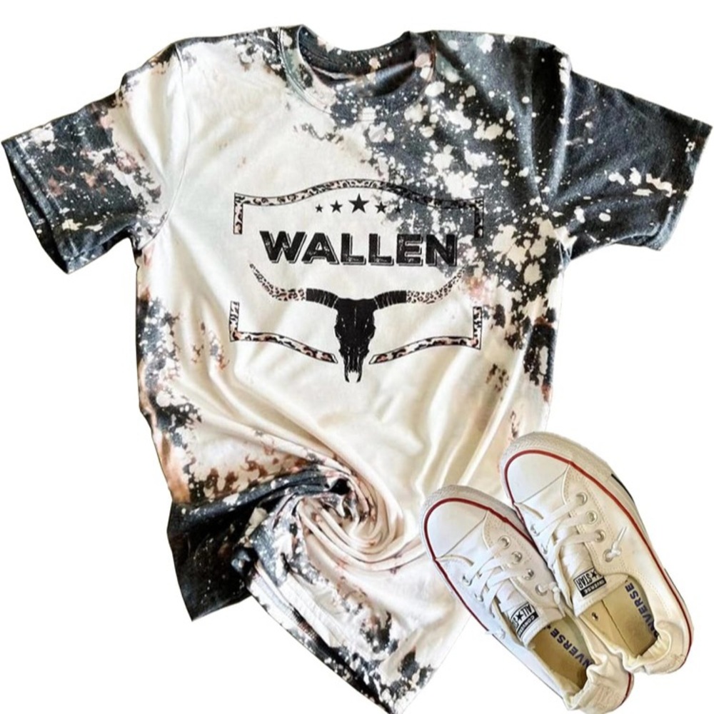 Retro Steer Skull Western T-Shirt Women Vintage Country Music Cowgirl Tee sz S